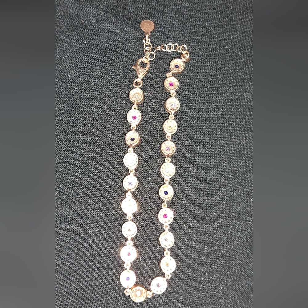 Multi gemstone bracelet sterling & rosegold sz8" - Picture 9 of 9